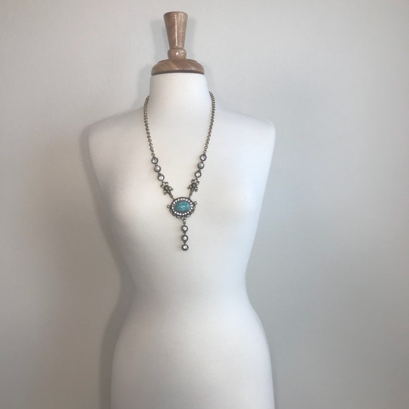 N14 | Long Boho Necklace Turquoise Stone Pendant - Picture 4 of 5
